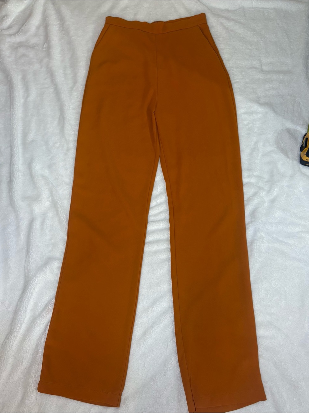 Windsor High-Rise Straight-Leg Pants in Rust Orange